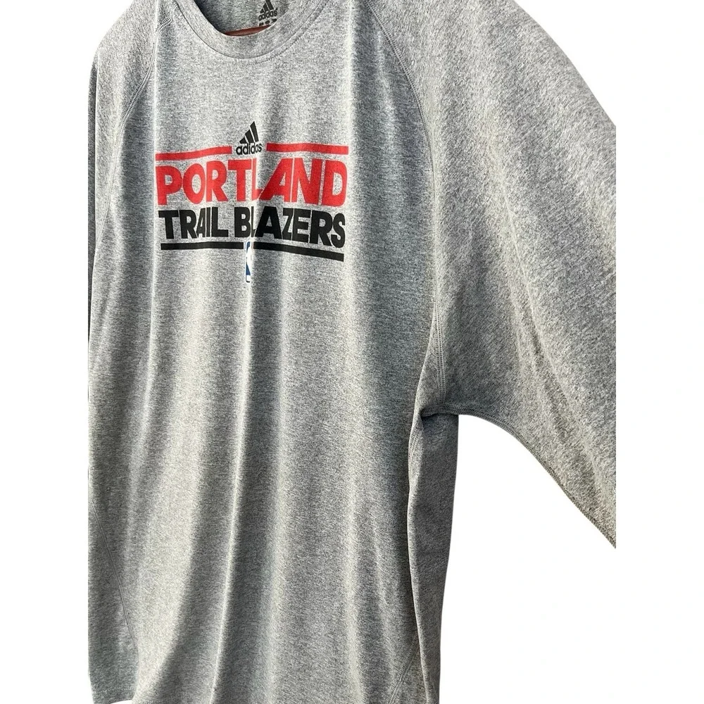 Adidas Portland Trail Blazers T Shirt Mens XL Gray Long Sleev NBA Basketball Tee